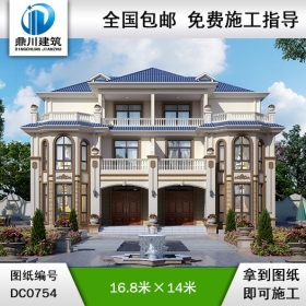 雙拼三層實用別墅圖紙及效果圖_新農(nóng)村兄弟自建房設(shè)計,鼎川建筑
