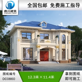 二層歐式帶露臺小別墅施工圖紙及效果圖_新農(nóng)村自建房設(shè)計(jì),鼎川建筑