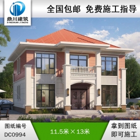 二層帶陽臺(tái)別墅施工圖紙及效果圖_農(nóng)村自建房設(shè)計(jì),鼎川建筑