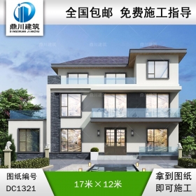 現(xiàn)代三層別墅施工圖紙及效果圖_農(nóng)村自建別墅設計,鼎川建筑
