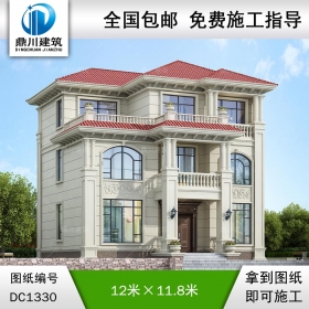歐式三層別墅施工圖紙及效果圖_農(nóng)村自建別墅設(shè)計,鼎川建筑