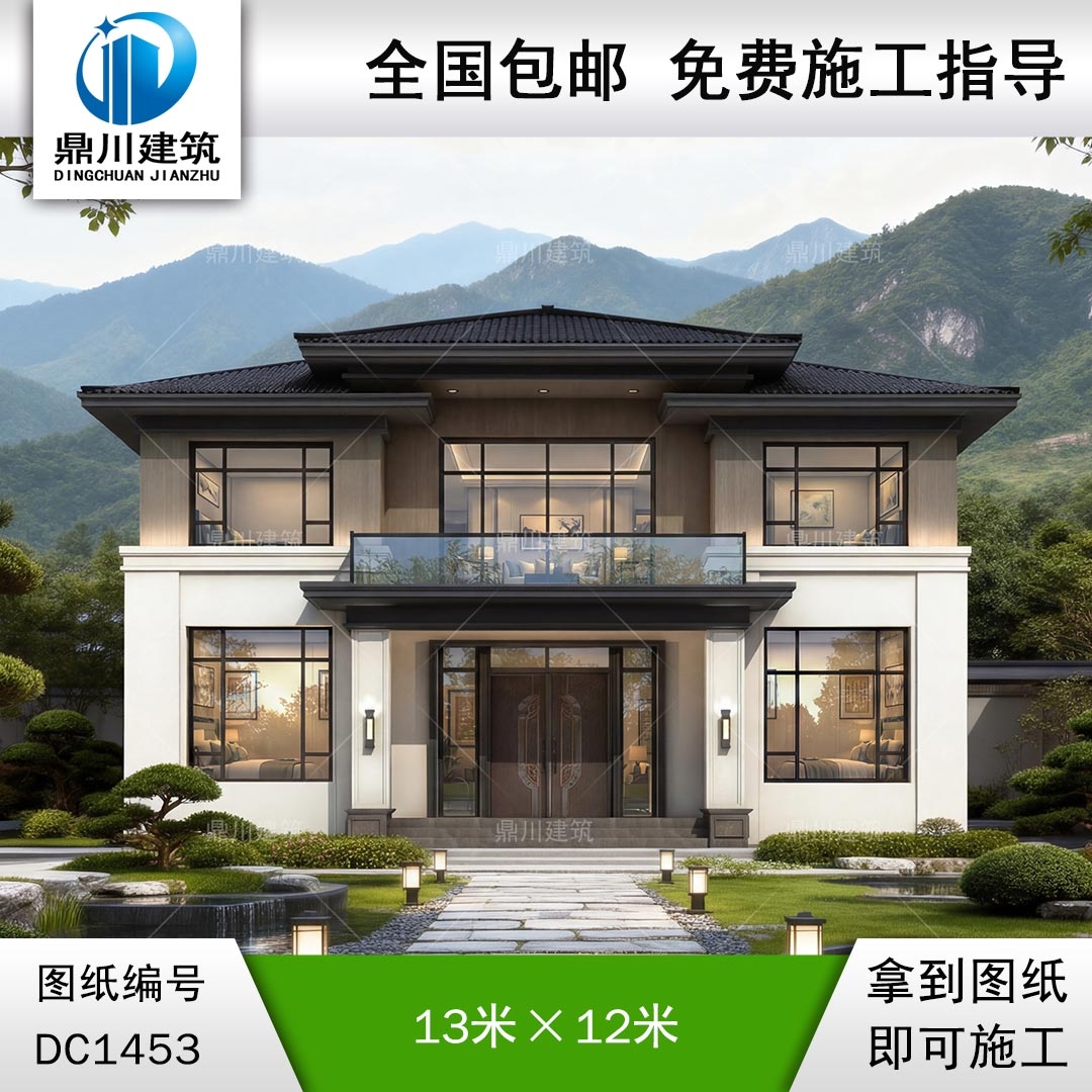 新宋式二層別墅設計圖紙及效果圖_農村自建房設計,鼎川建筑